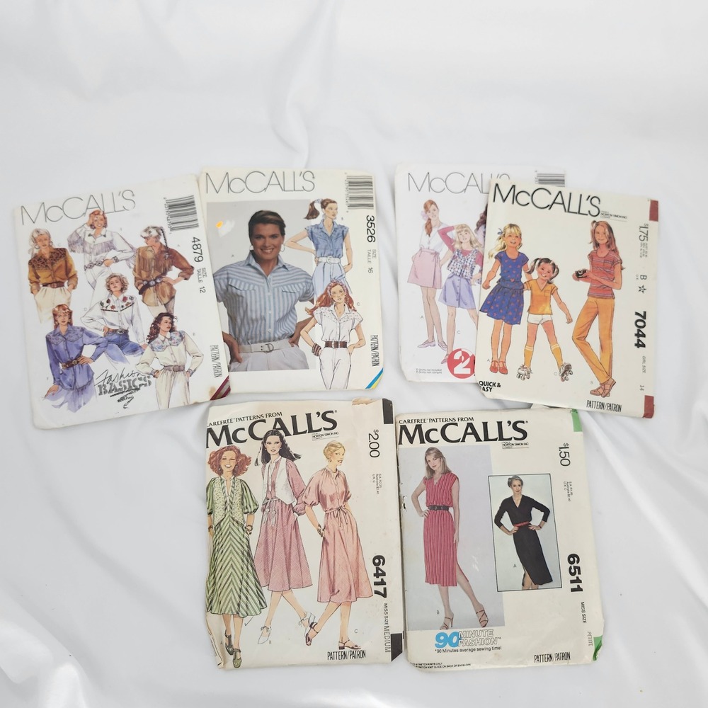 Vintage McCalls Women Girls Sewing Patterns Lot of 6 Retro 70s 80s DIY Craft